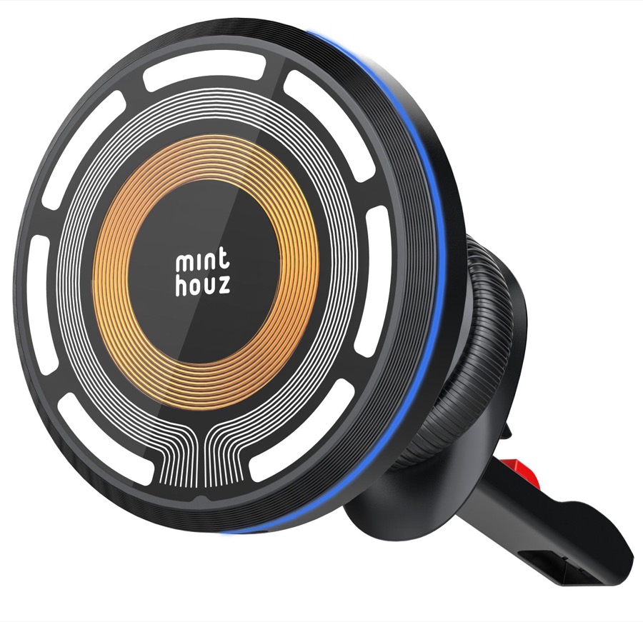 Minthouz Magnetic Wireless Car Charger, Magnetic Phone Holder for Car, with Max. 15W Fast Charging, Compatible with iPhone 16/15/14/13/12 Series and Other Qi-Certified Phones with a MagSafe Case