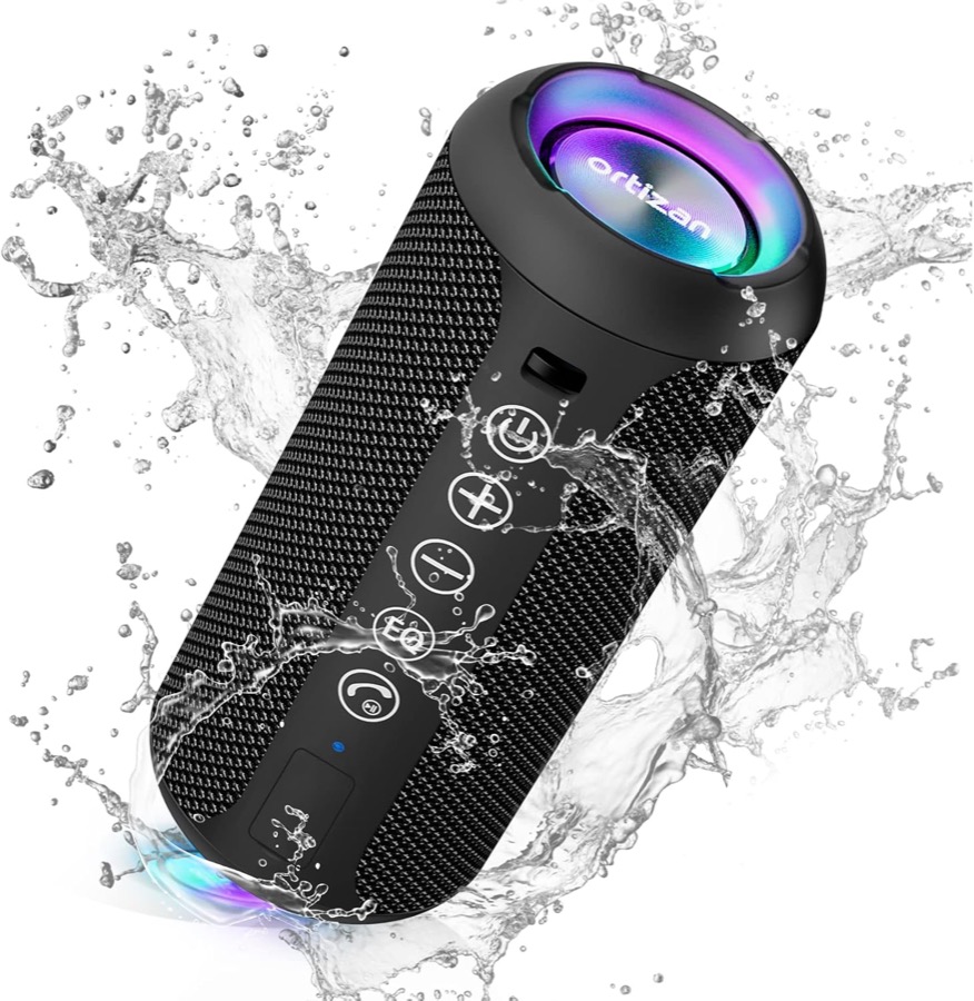 Ortizan Portable Bluetooth Speaker (1st Gen), IPX7 Waterproof, Wireless, Big Sound and Deep Bass, TWS Pairing, 30Hrs of Playtime, for Home/Party/Outdoor/Beach, Gifts - Black