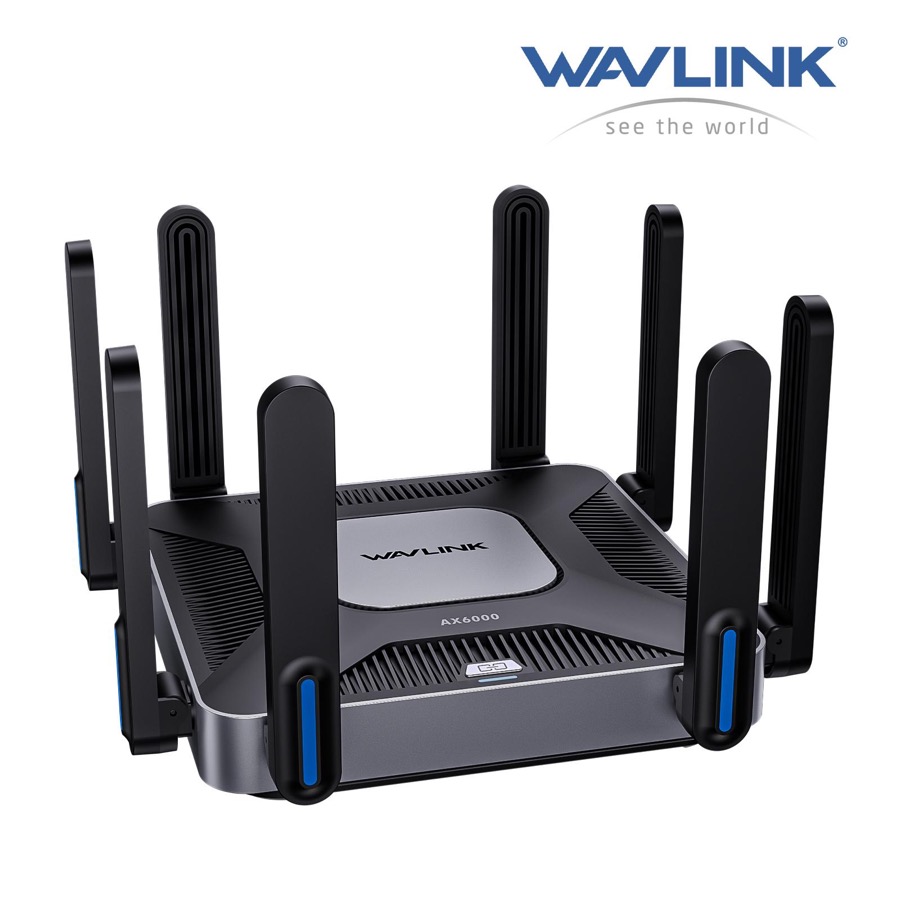 WAVLINK AX6000 Dual-Band 2.5 Gigabit WiFi 6 Router, Gigabit Router with 8x5dBi Antennas, WPA3 & VPN, MU-MIMO, Beamforming Tech, 2500Mbps WAN/LAN, Supports Router/AP/Repeater Mode